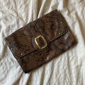 brown vintage snakeskin clutch bag
